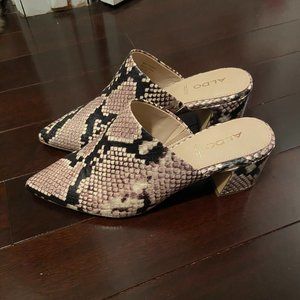 Aldo Snakeskin Mules Size 7.5